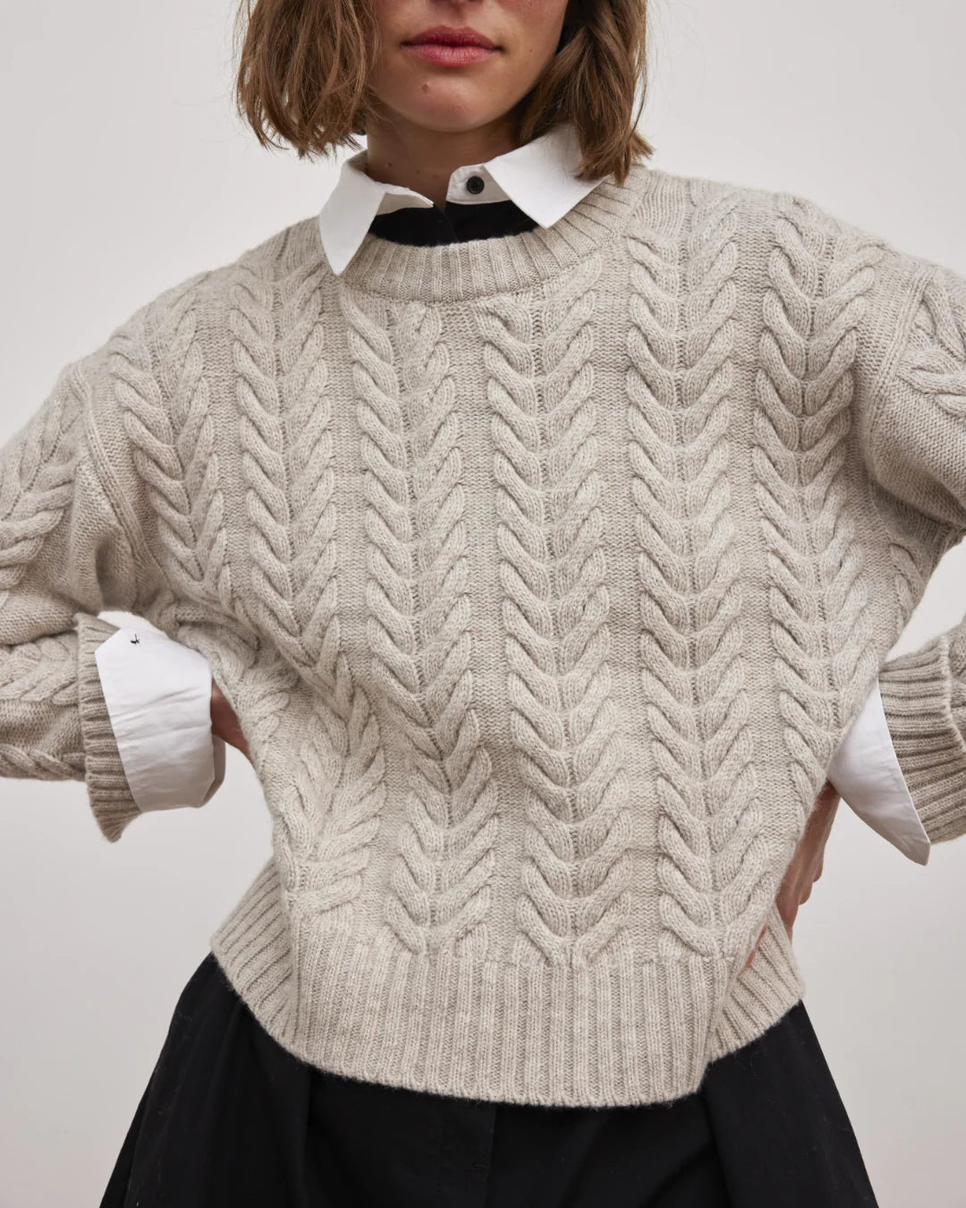 Esmé Studios - Elida O-Neck Knit, Sand Melange