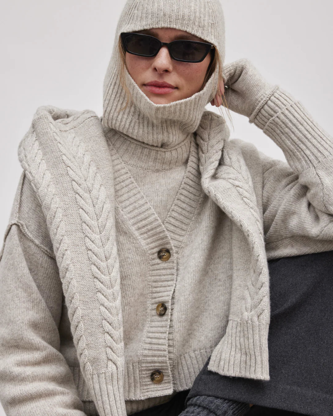 Esmé Studios - Elida Knit Cardigan, Sand Melange