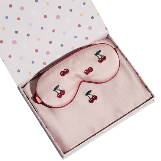 Lost Pattern NYC - Lost Cherries Silk Sleep Set - Pink