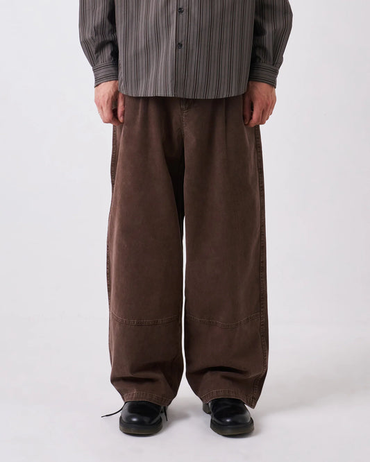 CANDICE - Washed Pleated Pants, Brown