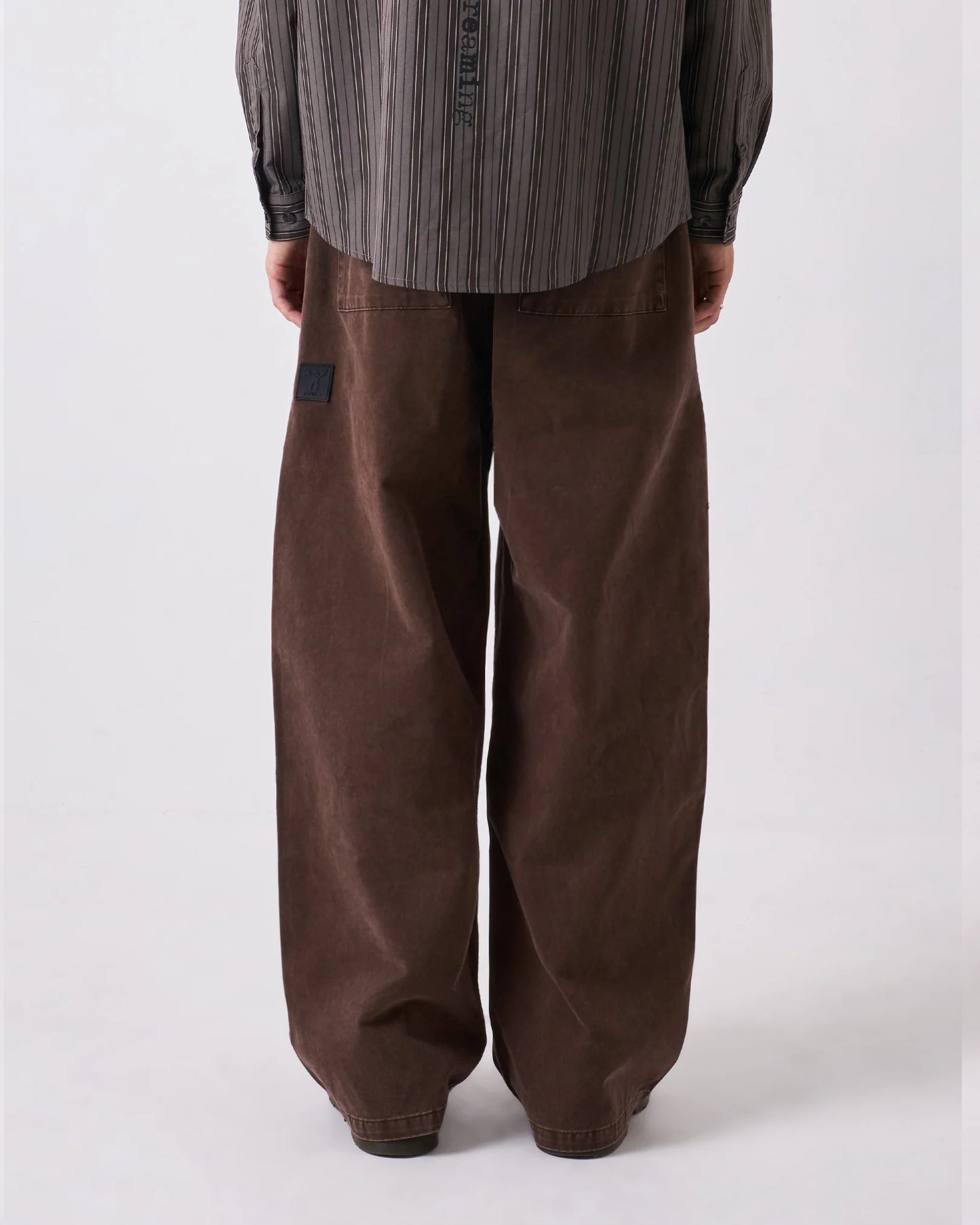 CANDICE - Washed Pleated Pants, Brown