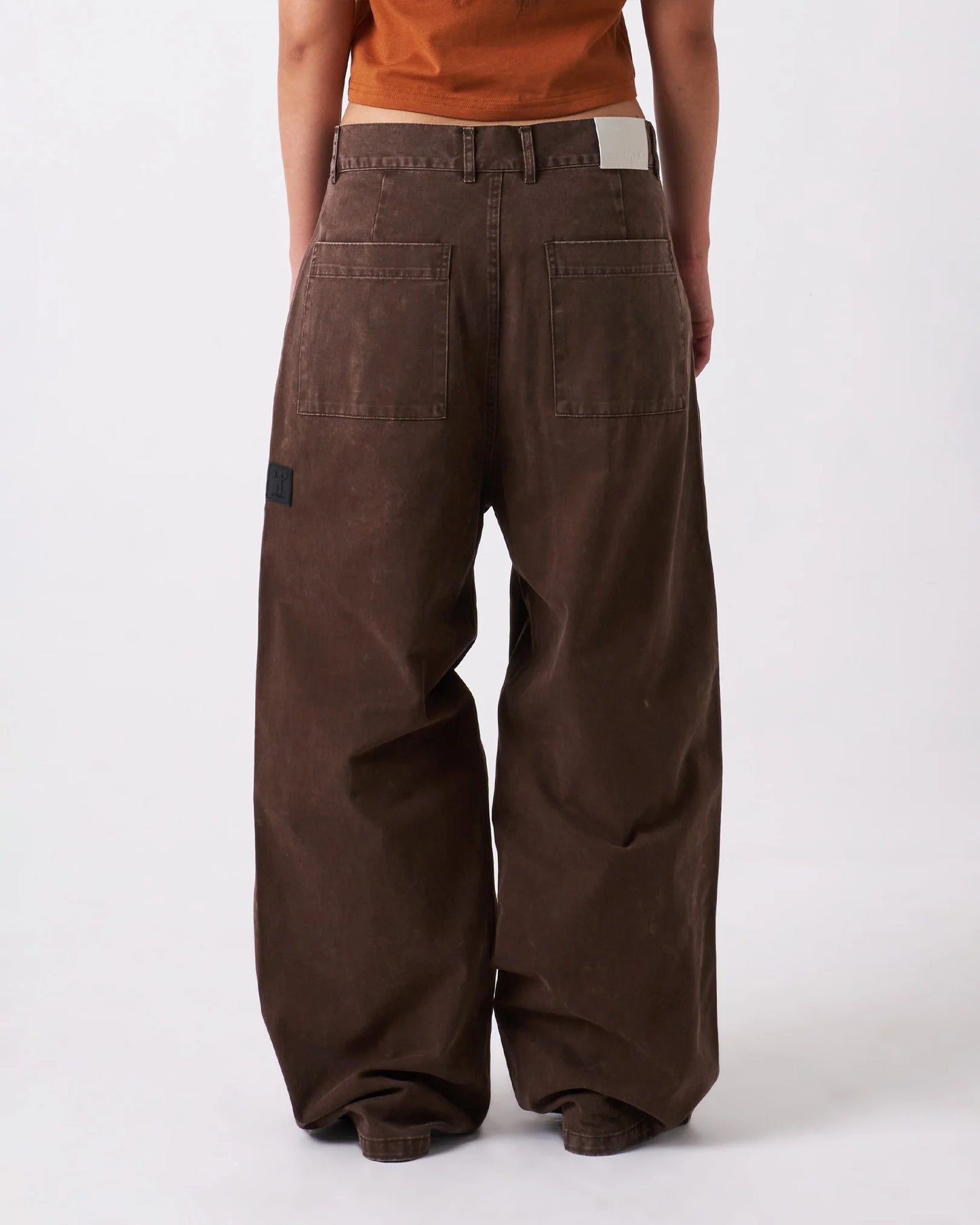 CANDICE - Washed Pleated Pants, Brown