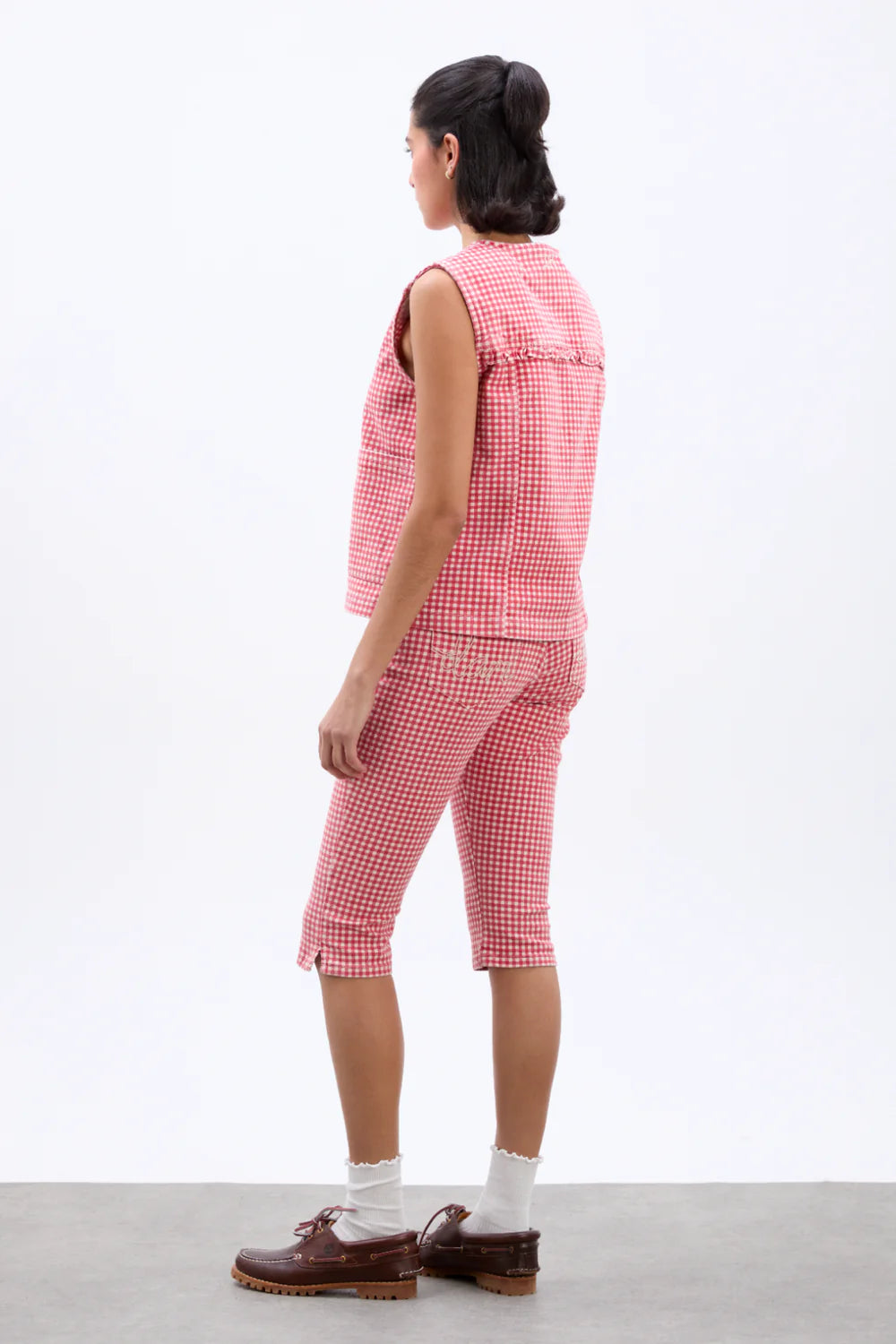 Damson Madder - Capri Jeans - Red Gingham