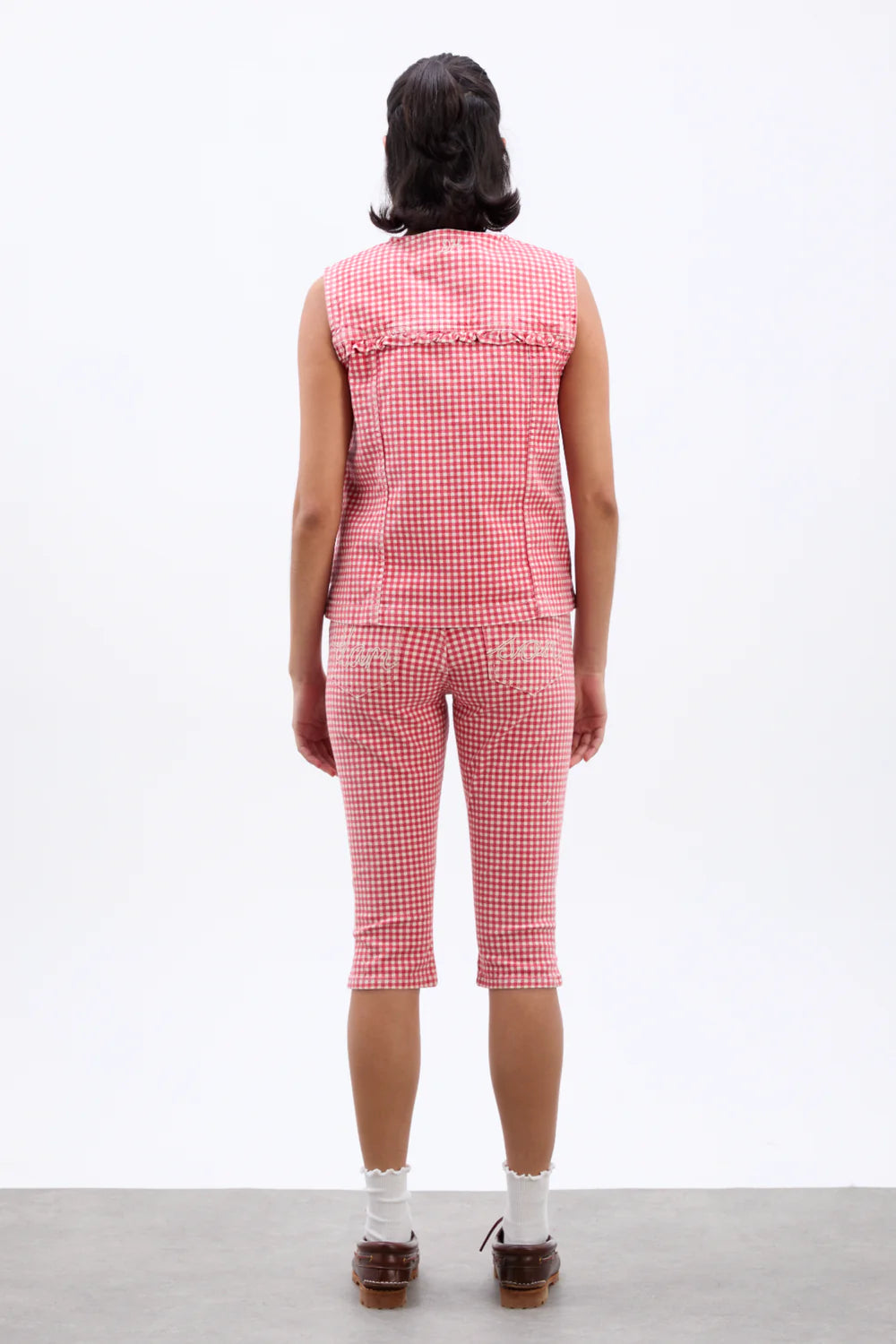 Damson Madder - Capri Jeans - Red Gingham