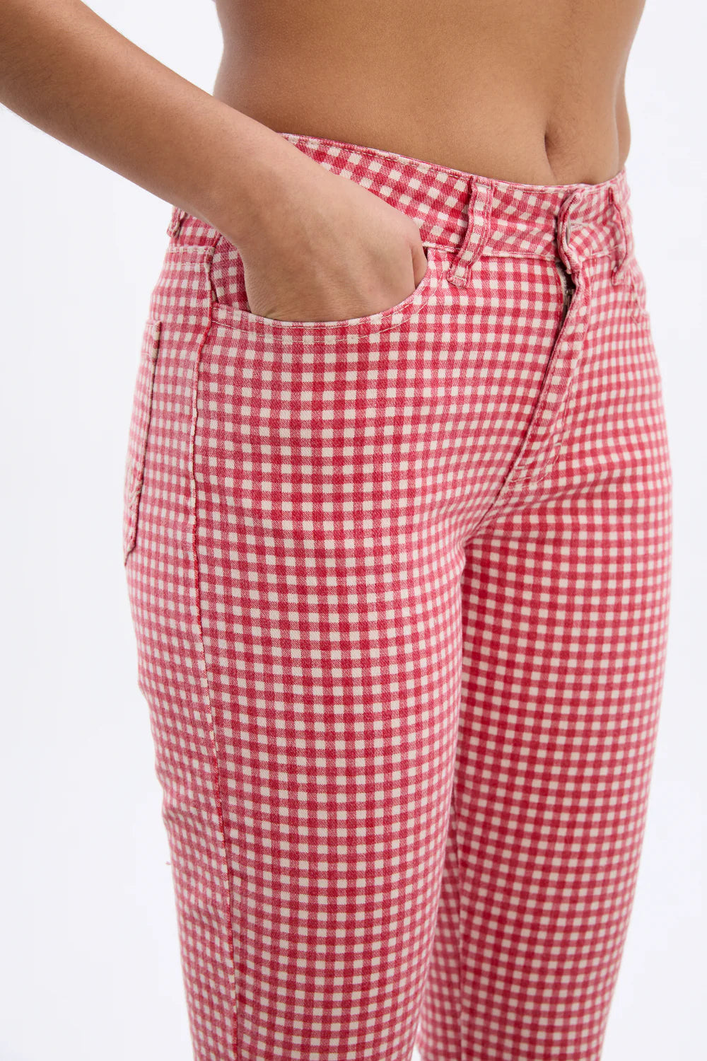 Damson Madder - Capri Jeans - Red Gingham