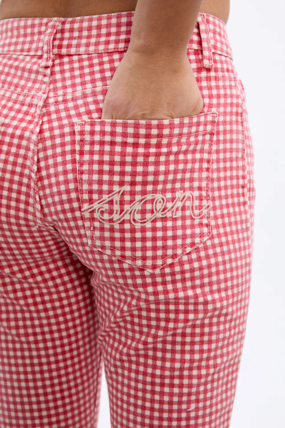 Damson Madder - Capri Jeans - Red Gingham