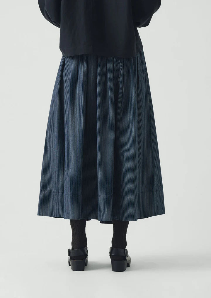 TOAST - Railroad Stripe Pleated Cotton Skirt