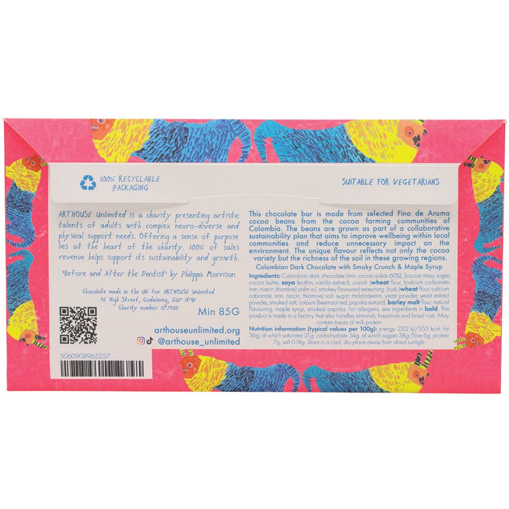 Arthouse Unlimited - Before & After the Dentist, Dark Chocolate Bar with Smoky Crunch & Maple Syrup
