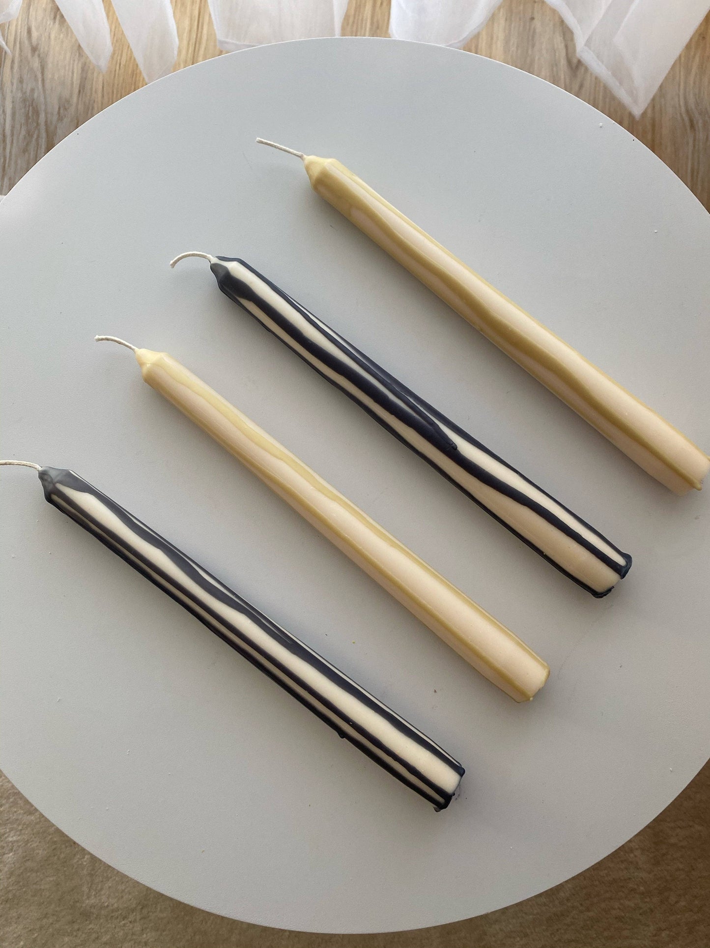Soie London - Abstract Drip Candles - Charcoal - Set of 2
