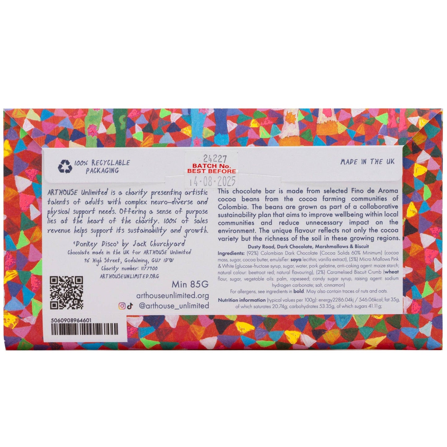 Arthouse Unlimited - Dusty Road, Silky Dark, Marshmallows & Biscuit Chocolate Bar