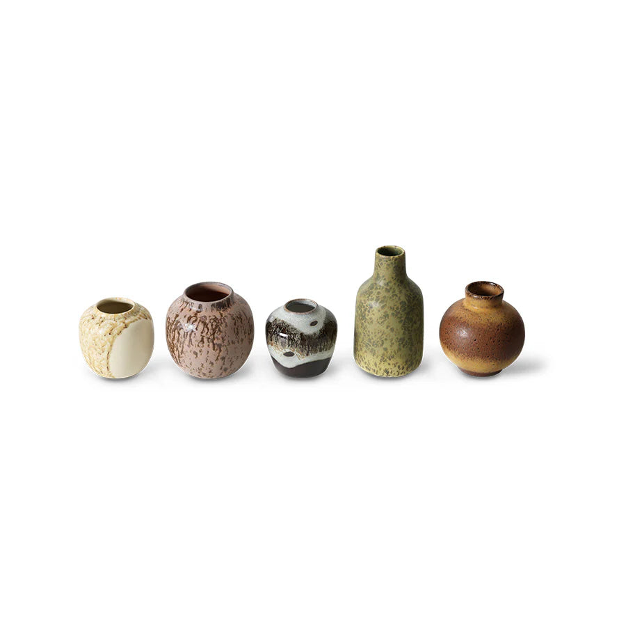 HKLIVING - 70s ceramics: Small vase, persuit (set of 5)