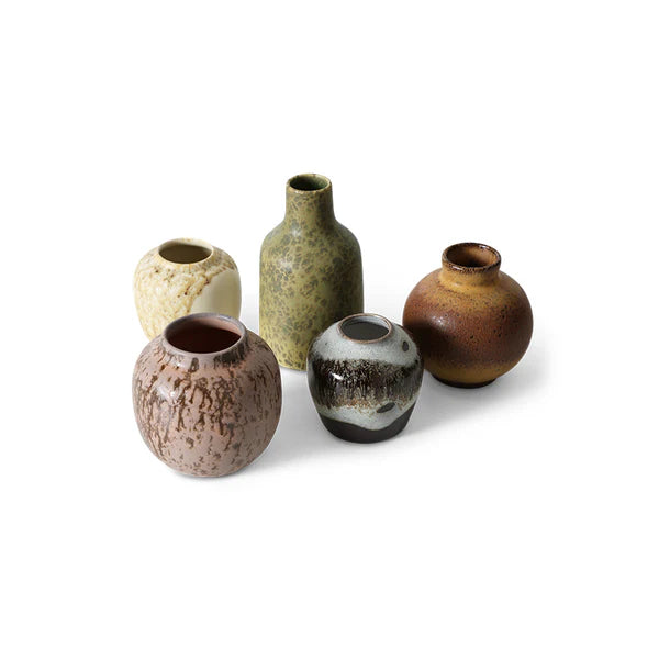 HK Living 70s ceramics: Small vase, pursuit (set of 5)