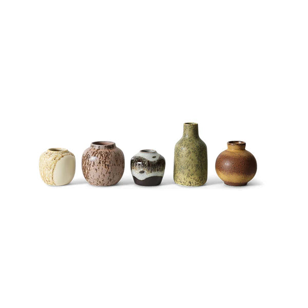 HK Living 70s ceramics: Small vase, pursuit (set of 5)
