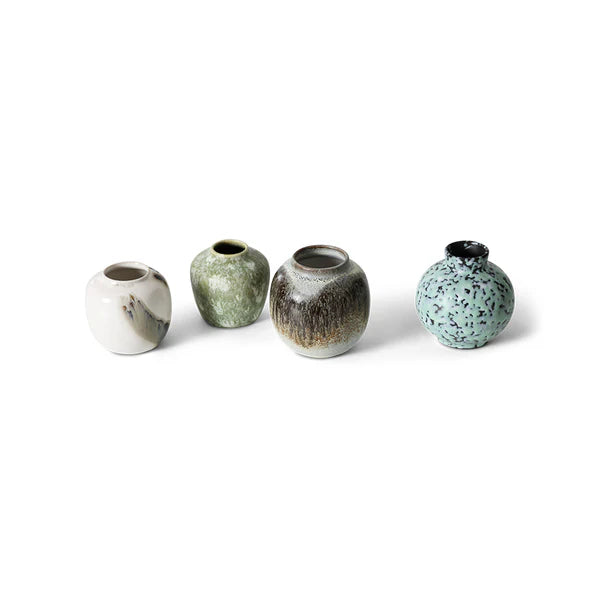 HKLIVING - 70s ceramics: Small vase, Canyon (set of 4)