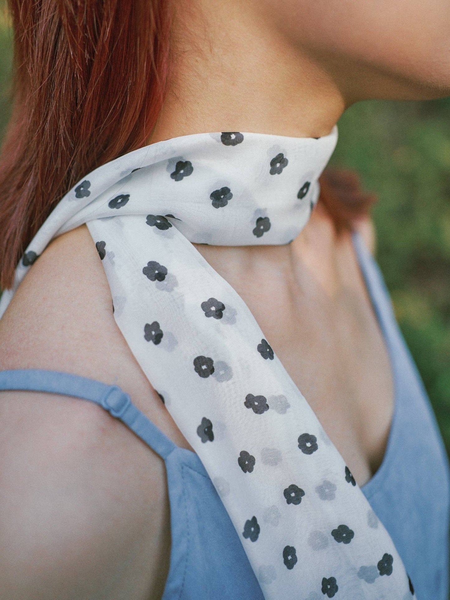 Lost Pattern NYC - Petal Veil Silk Chiffon Neck Scarf, White