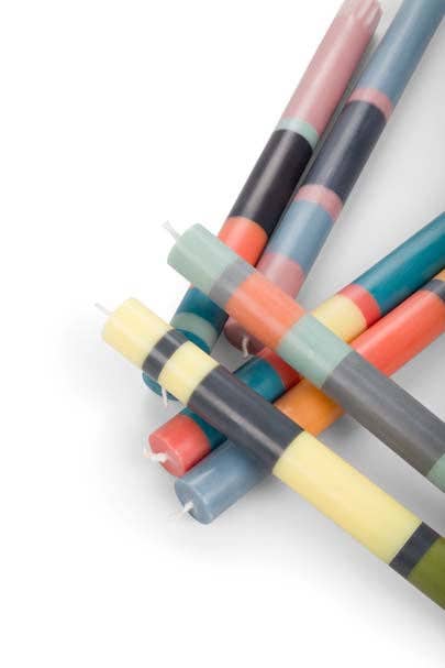 British Colour Standards - Mixed Wide Striped Candles - 6 pack