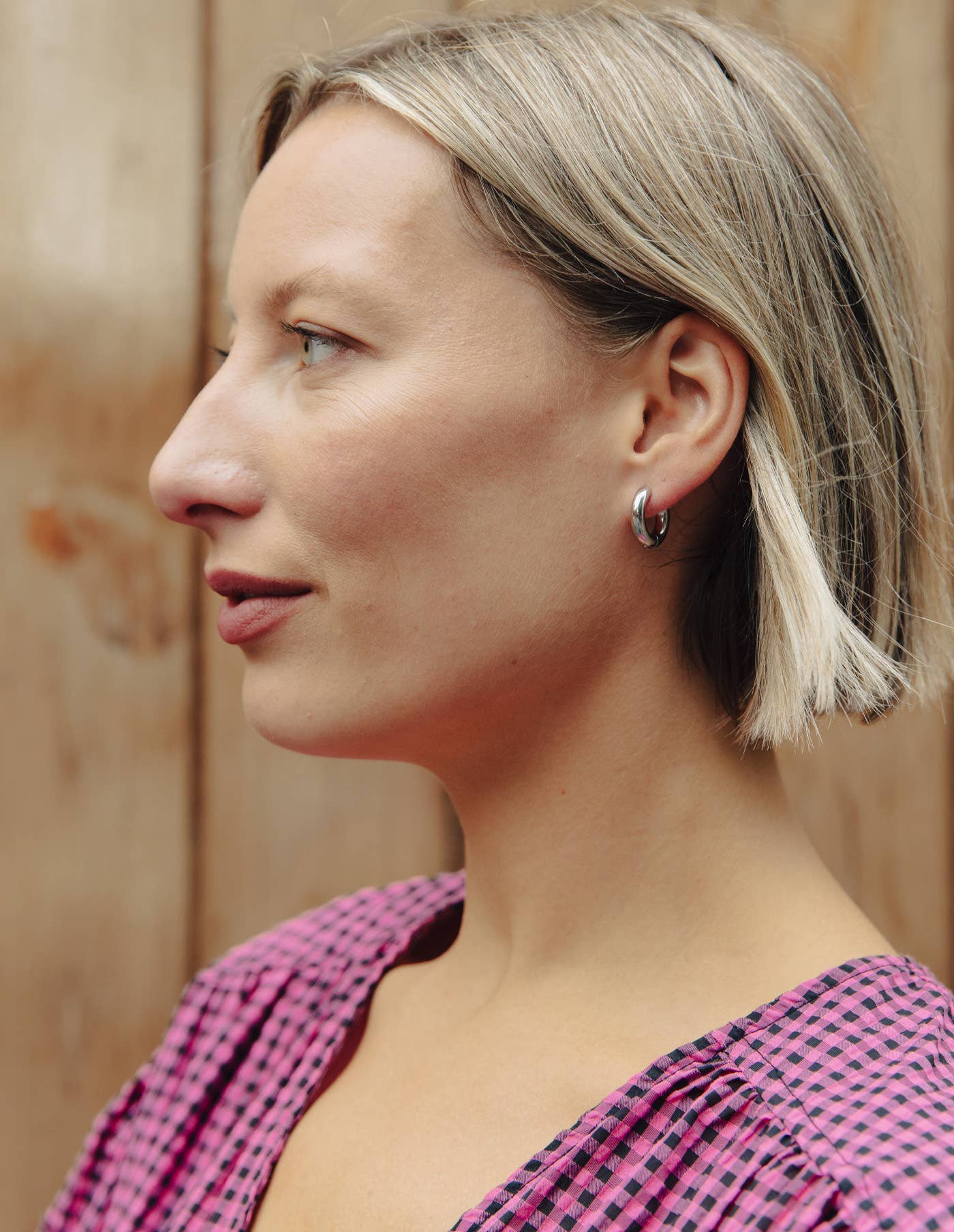 Nordic Muse - Silver Small Bold Hoop Earring