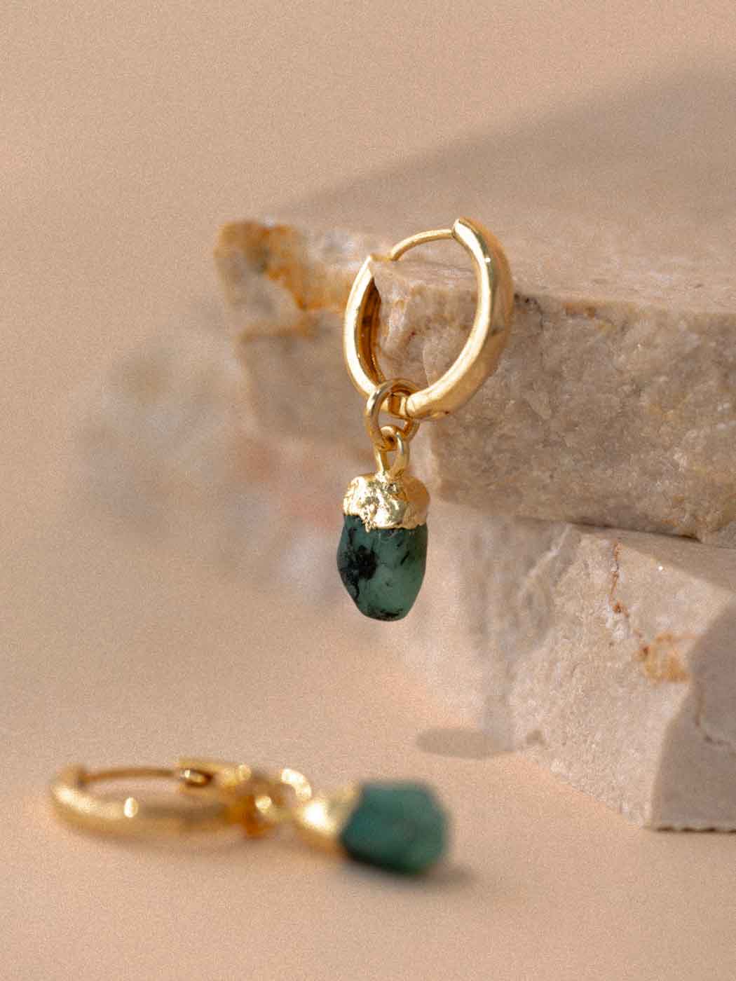 Formation Co. Jewellery - Mohica Raw Emerald Hoops