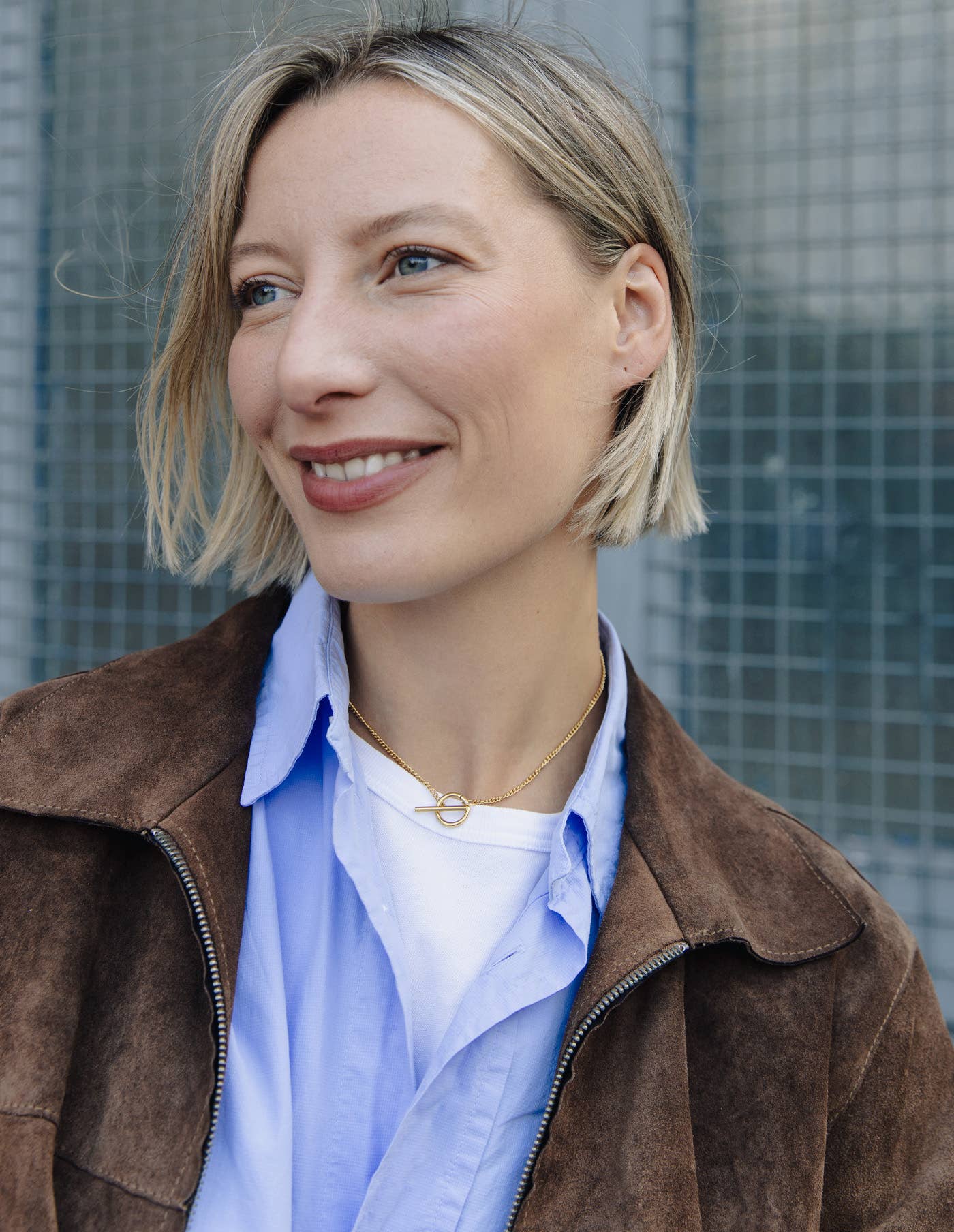 Nordic Muse - Herringbone Toggle Chain Necklace, Gold