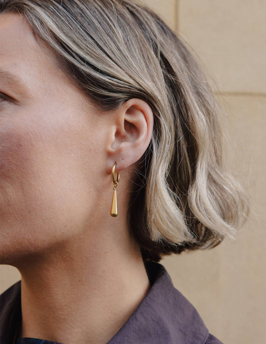 Nordic Muse - Elongated Drop Earrings, Gold