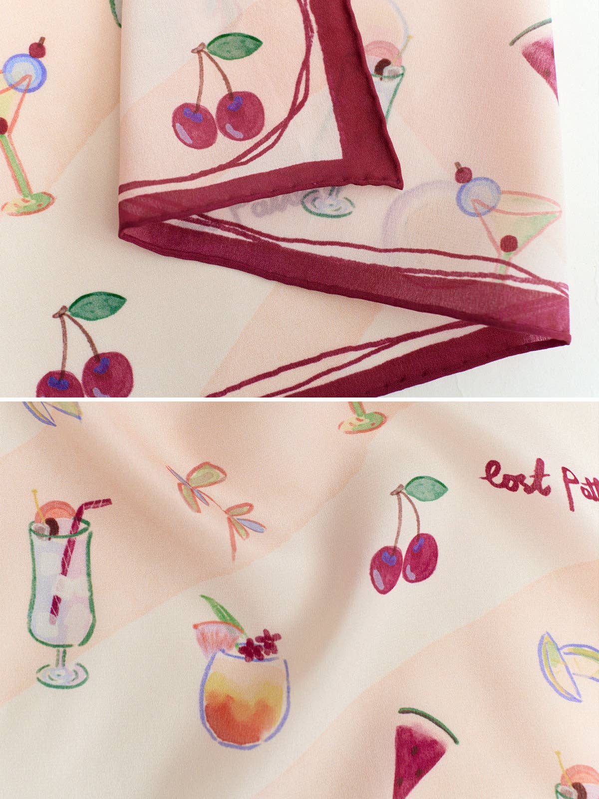 Lost Pattern NYC - "Happy Hour" Silk Bandana - Martini Pink