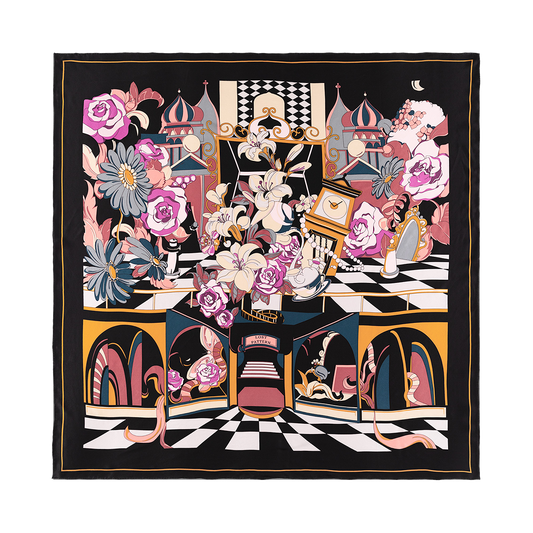 Lost Pattern NYC - Vintage Blooms  Large Silk Square Scarf