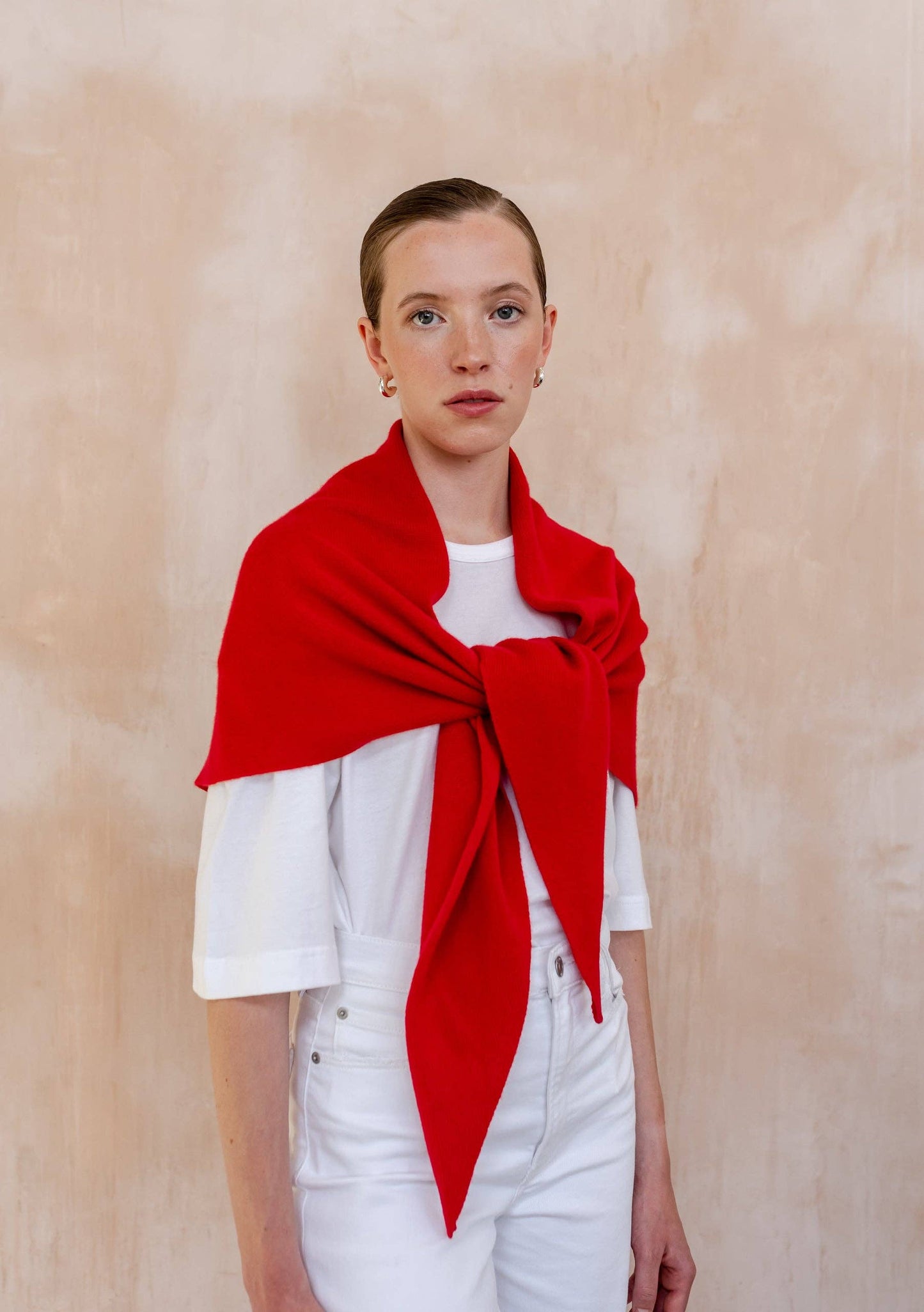 TBCo - Large Merino Triangle Scarf in Red