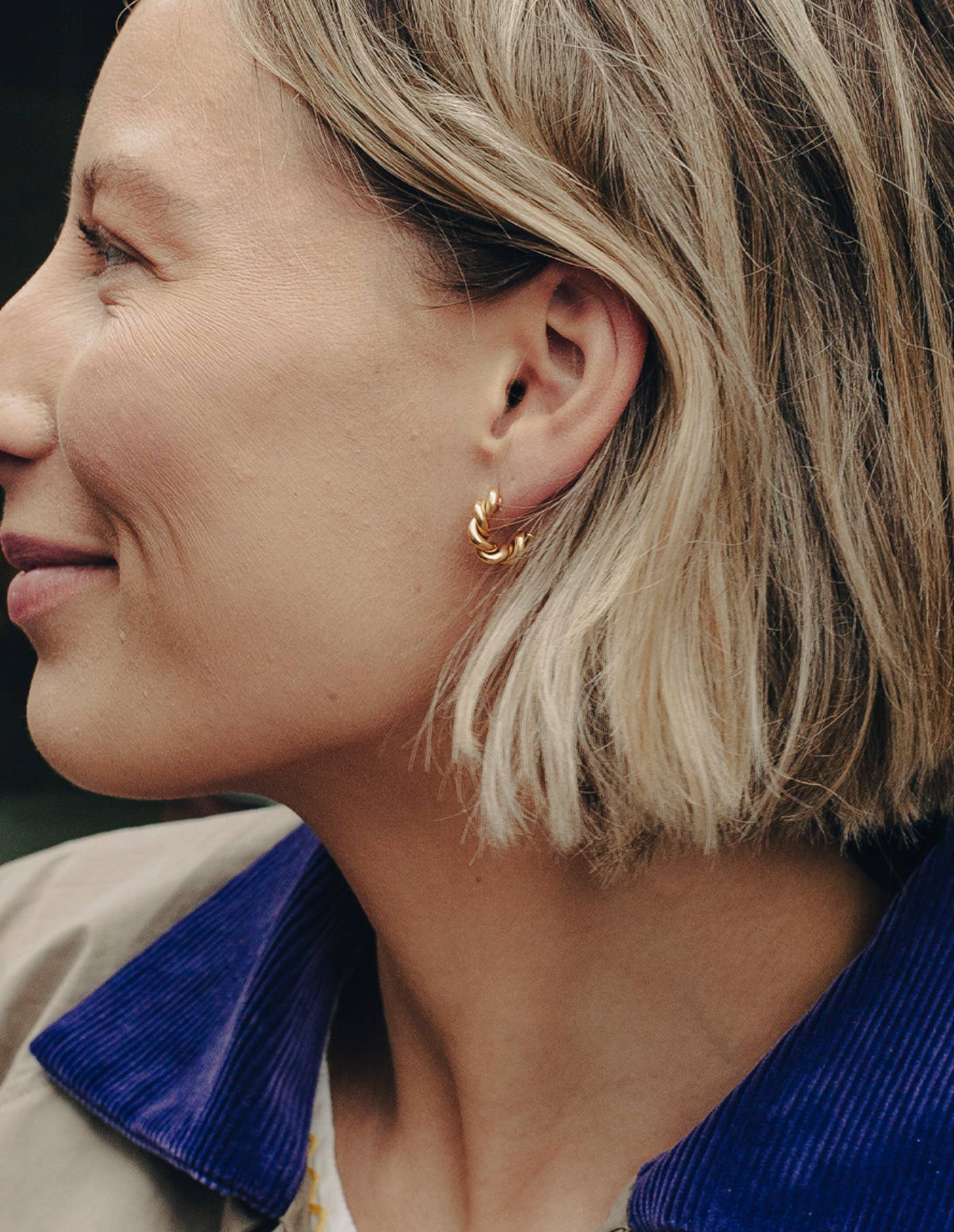 Nordic Muse - Gold Ridge Twist Hoop Earrings