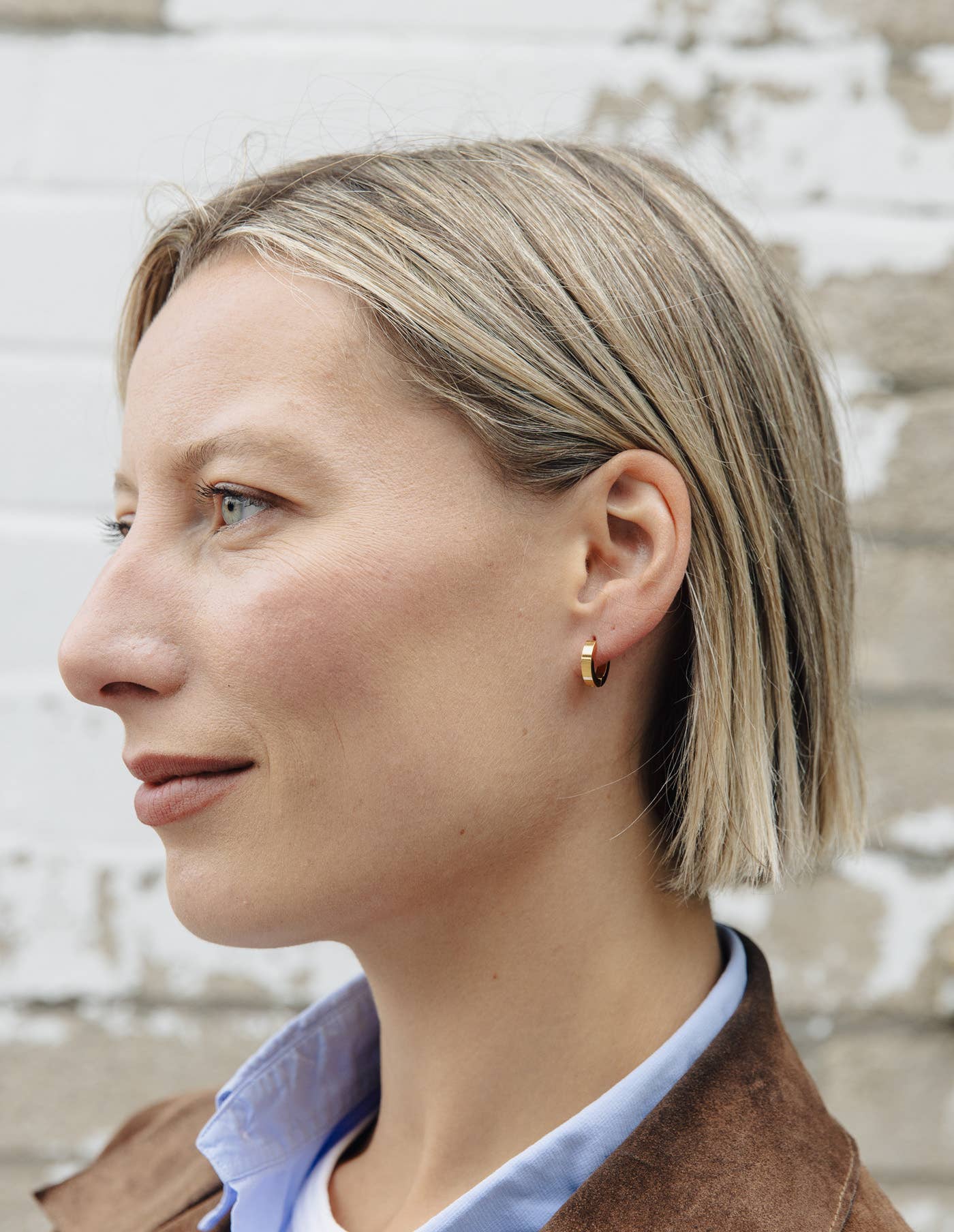 Nordic Muse - Gold Flat Huggie Earrings