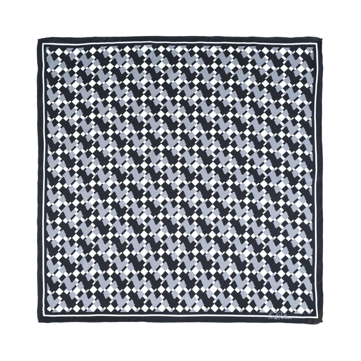 Lost Pattern NYC - Houndstooth Moderne Silk Bandana Scarf, Grey
