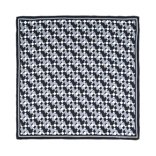Lost Pattern NYC - Houndstooth Moderne Silk Bandana Scarf, Grey