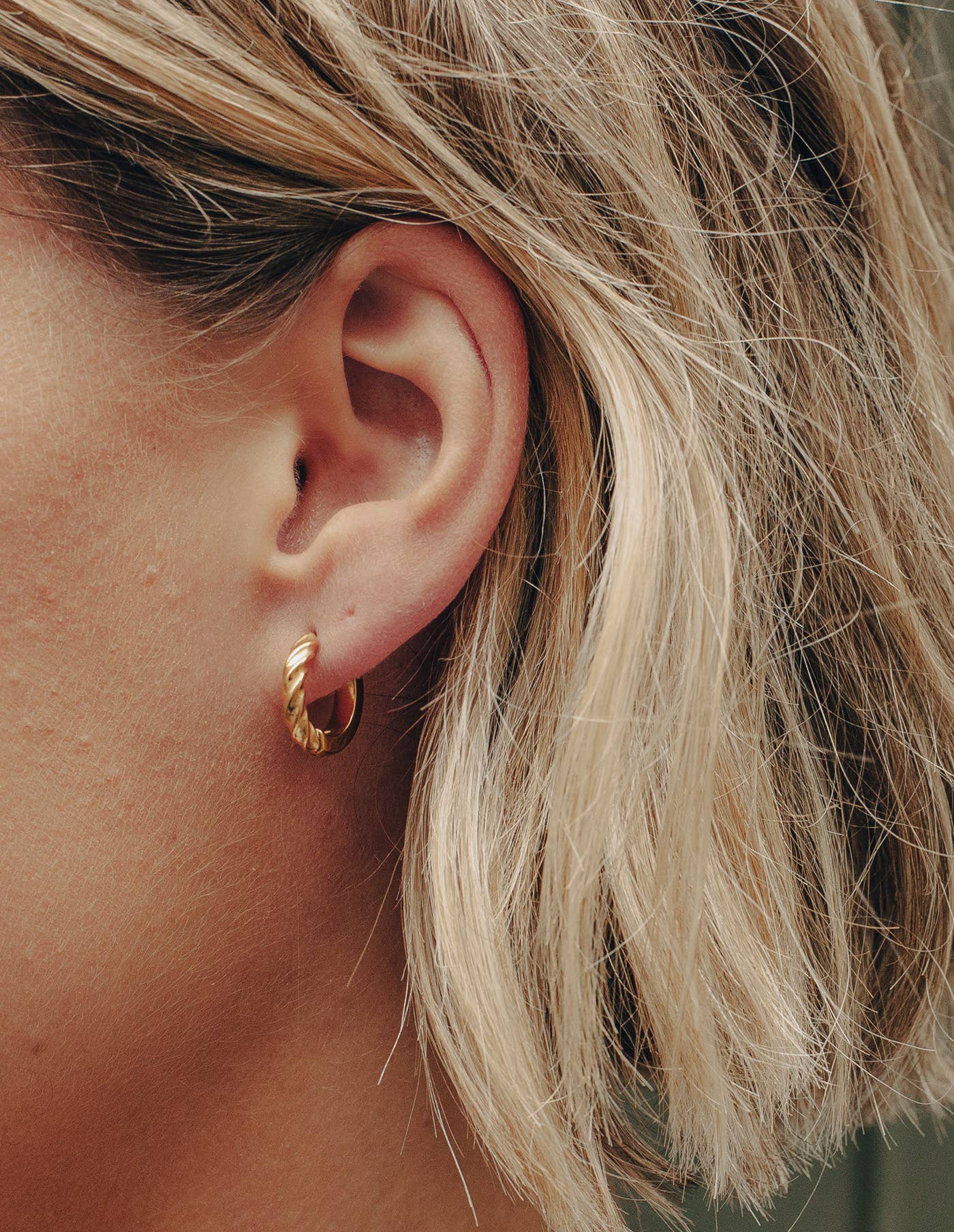 Nordic Muse - Gold Mini Twist Leverback Huggie Hoop Earrings