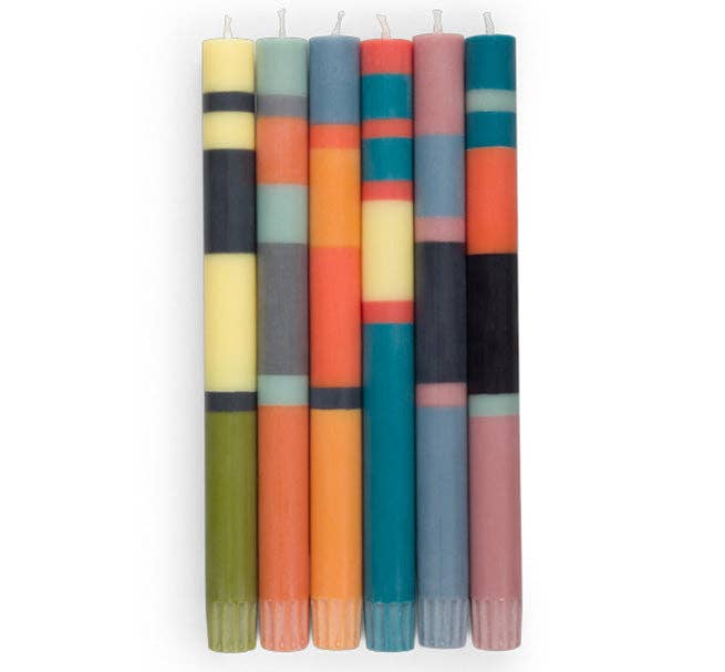 British Colour Standards - Mixed Wide Striped Candles - 6 pack