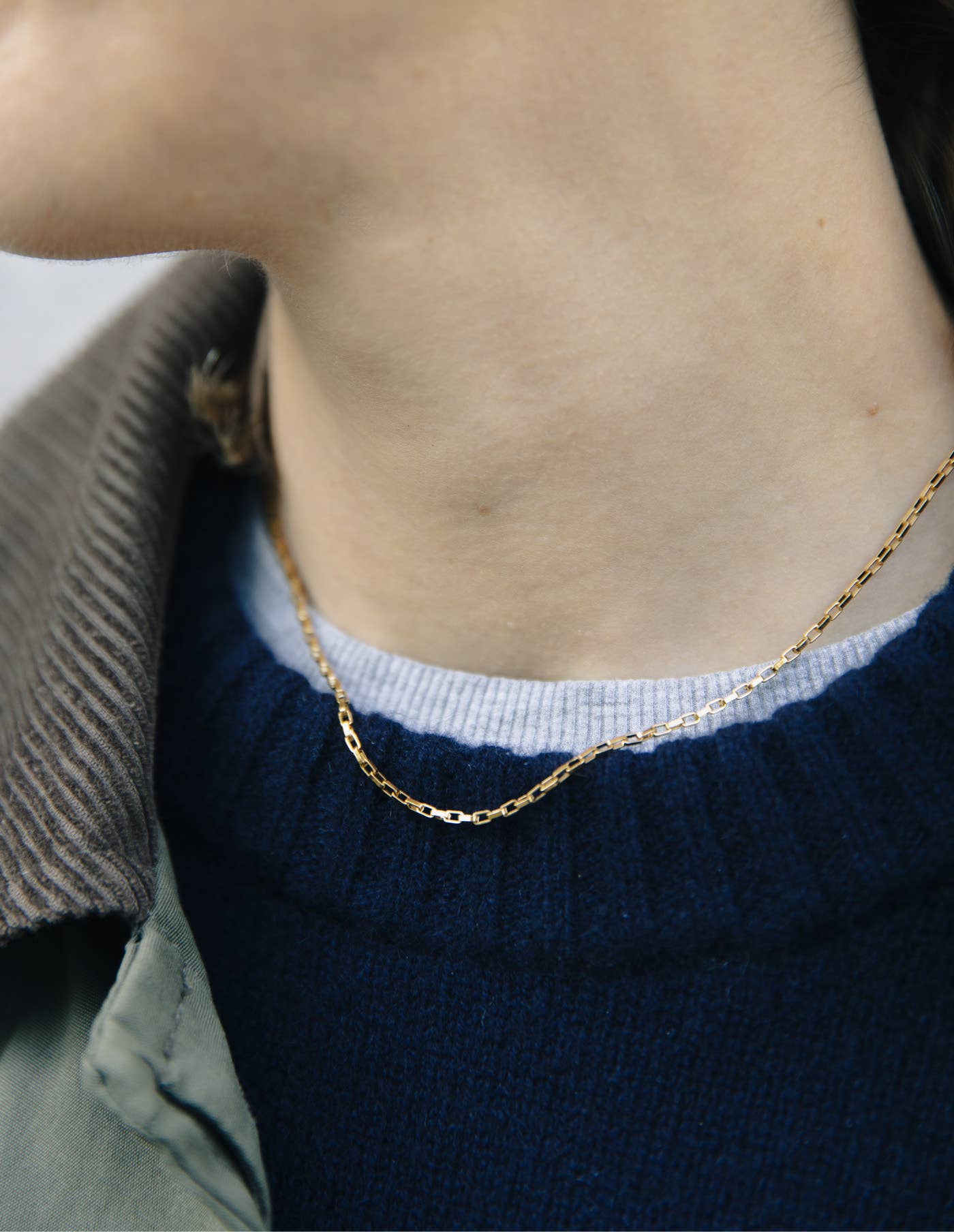 Nordic Muse - Gold Box Link Chain Necklace, Waterproof