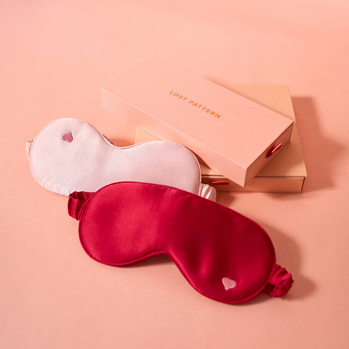 Lost Pattern NYC - Love Heart Silk Sleep Eye Mask, Red