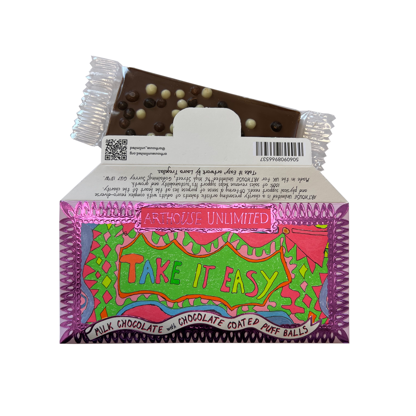 Arthouse Unlimited - Joy Sized: Take It Easy, Milk Chocolate with Chocolate Coated Puff Balls