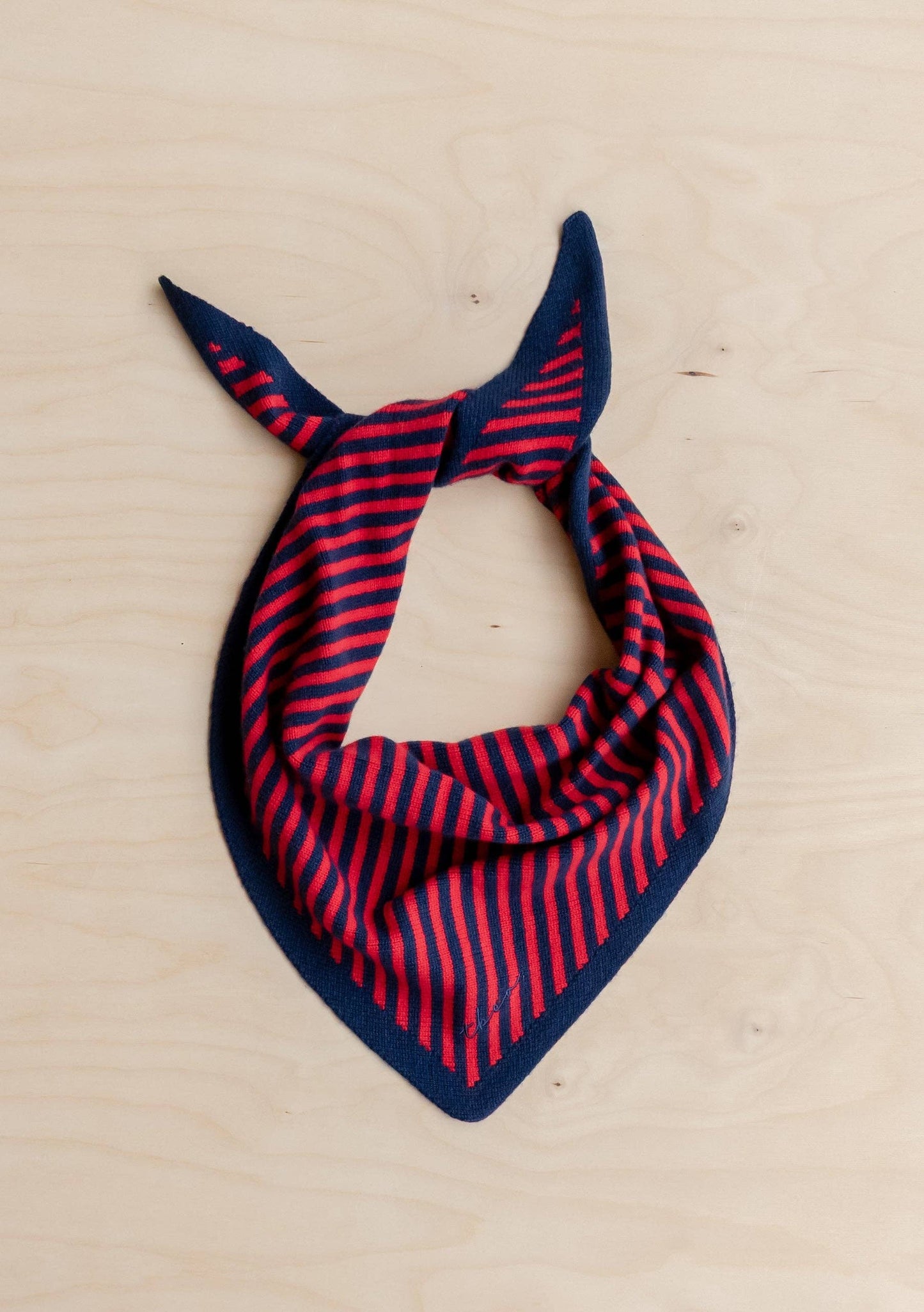 TBCo - Merino Wool Triangle Scarf in Navy & Red Stripe