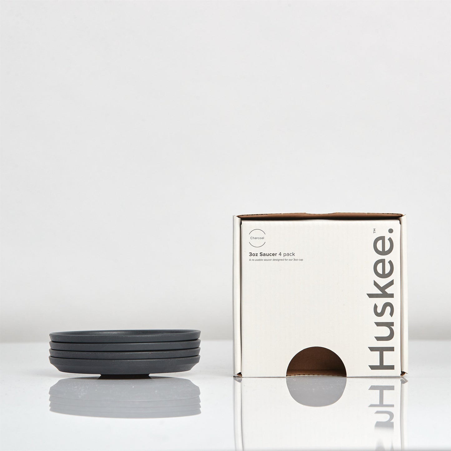 HuskeeCup 3oz Saucers (set of 4) - Charcoal