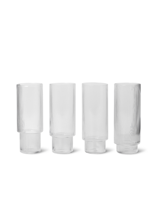 Ferm Living Ripple Long Drink Glass (Set of 4) - Clear