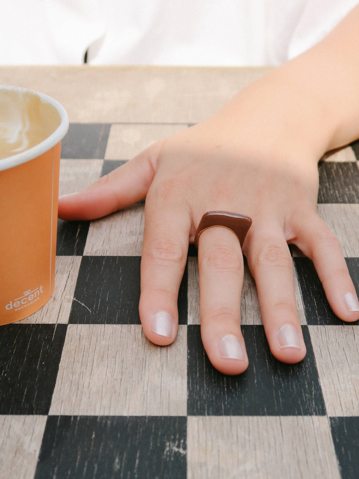 Nordic Muse - Coffee Gold Raised Fluid Ring, Waterproof
