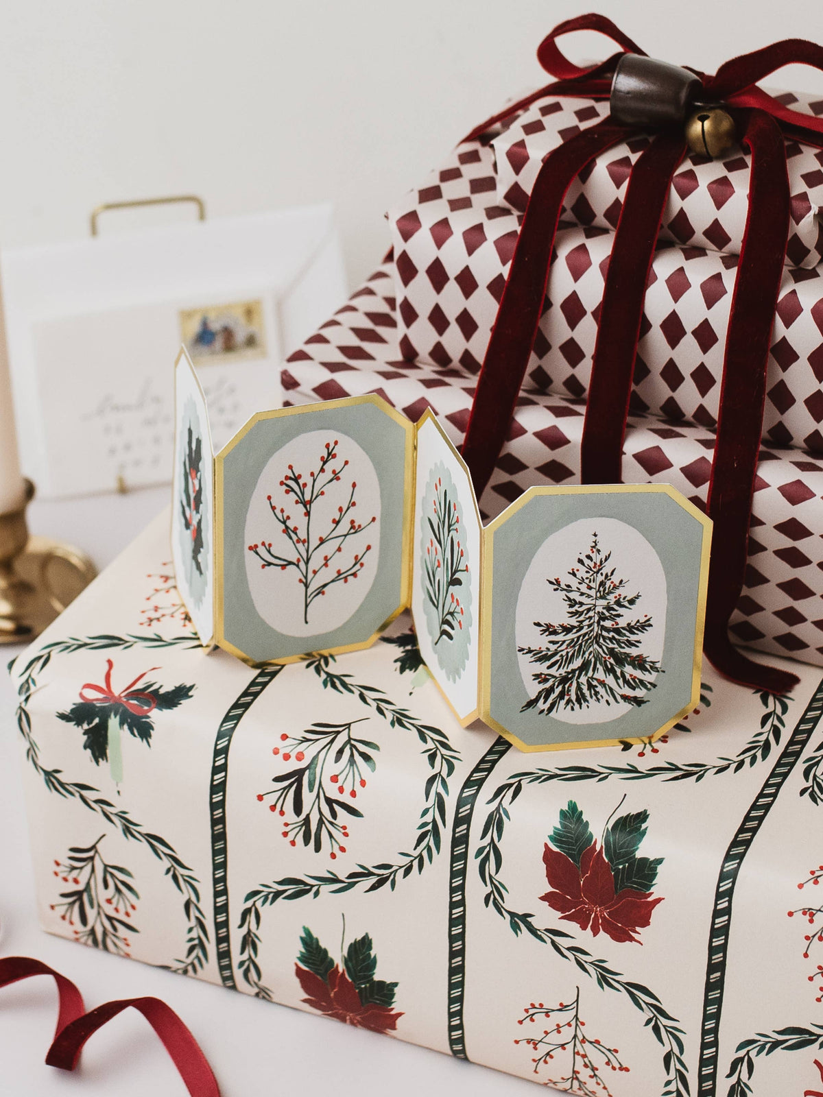 Katie Housley - Christmas Gift Wrap, Red Harlequin