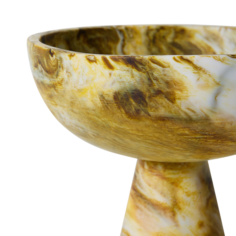 HKLIVING - Marbled Bowl on Base, Ochre