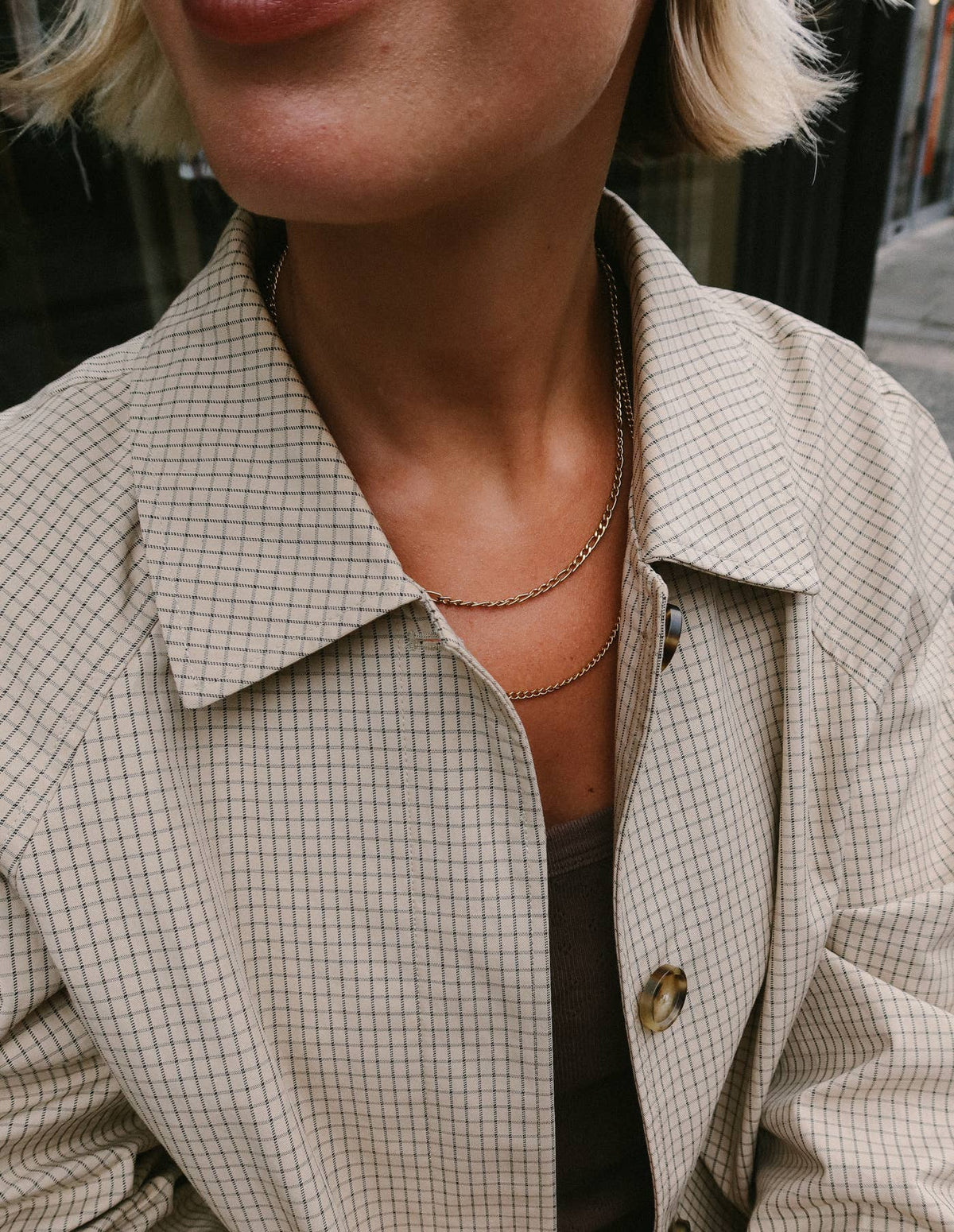 Nordic Muse - Gold Double Layer Figaro Chain Necklace