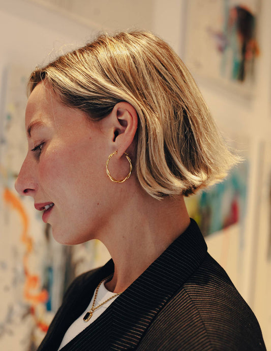 Nordic Muse -  Gold Large Entwined Latch Hoop Earrings