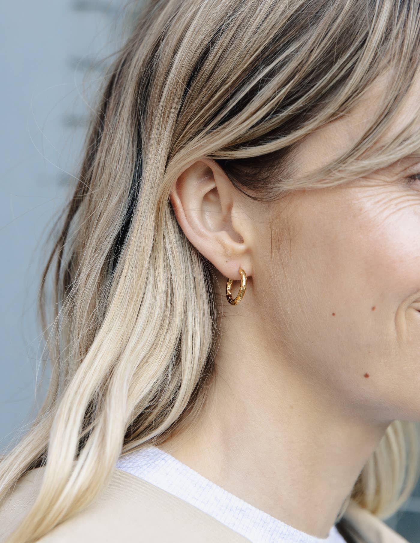 Nordic Muse - Gold Hammered Hoop Earrings