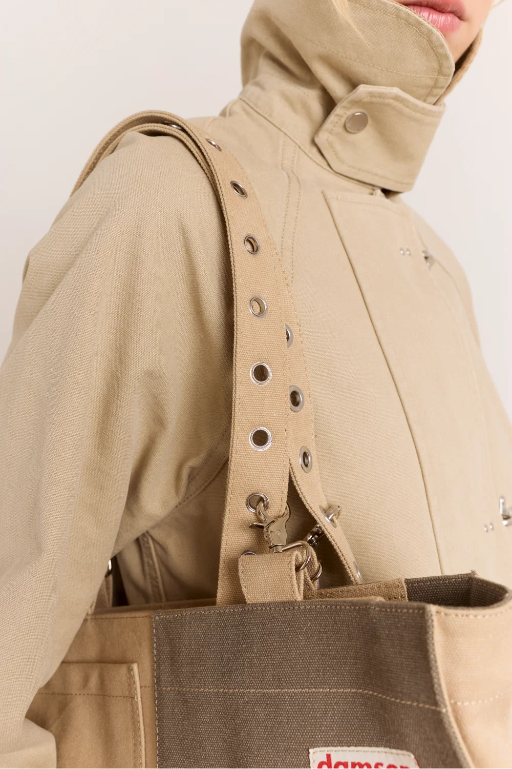 Damson Madder - Veda Canvas Blocked Bag, Olive and Sand
