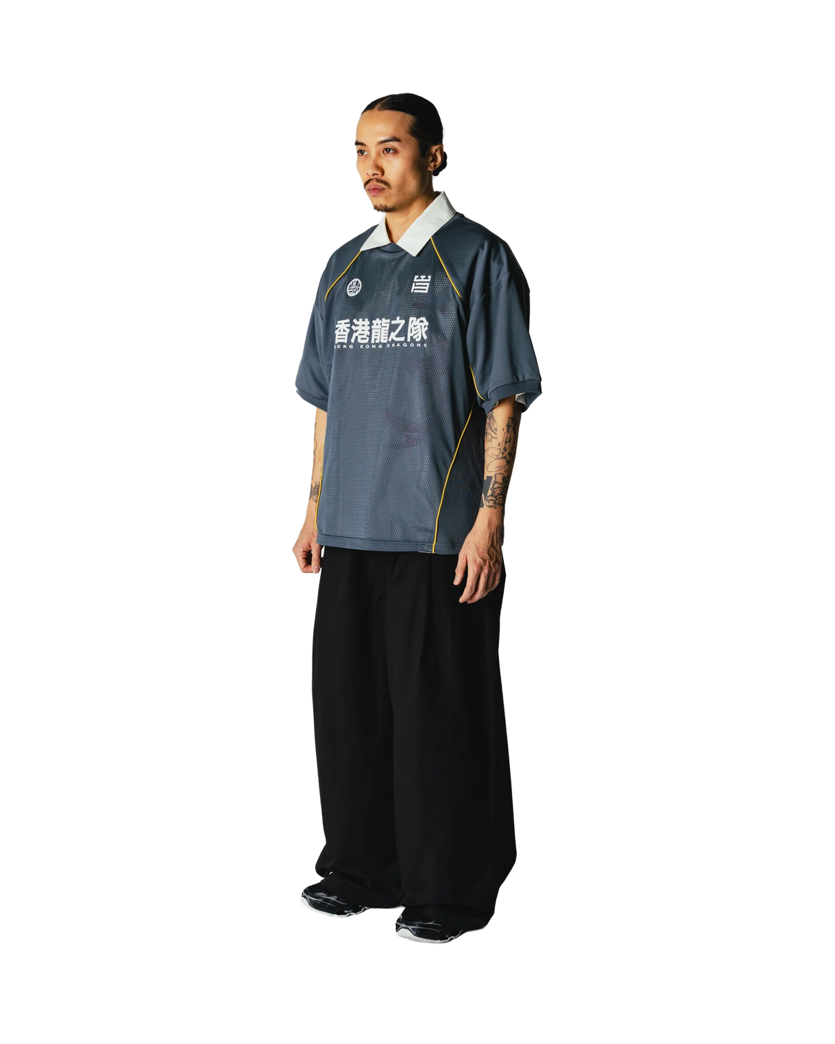 WOODBIRD - Beam Mesh Cut Tee, Slate Blue