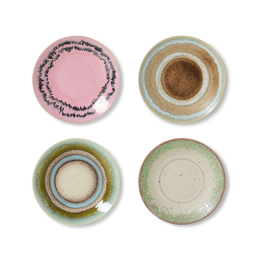 HKLIVING - 70’s Ceramics: Saucers, Doodle (Set of 4)