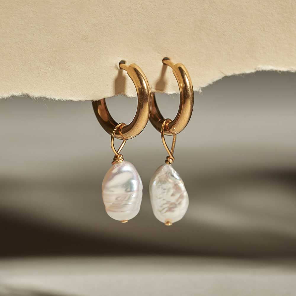 A Weathered Penny - Pearl Hoops