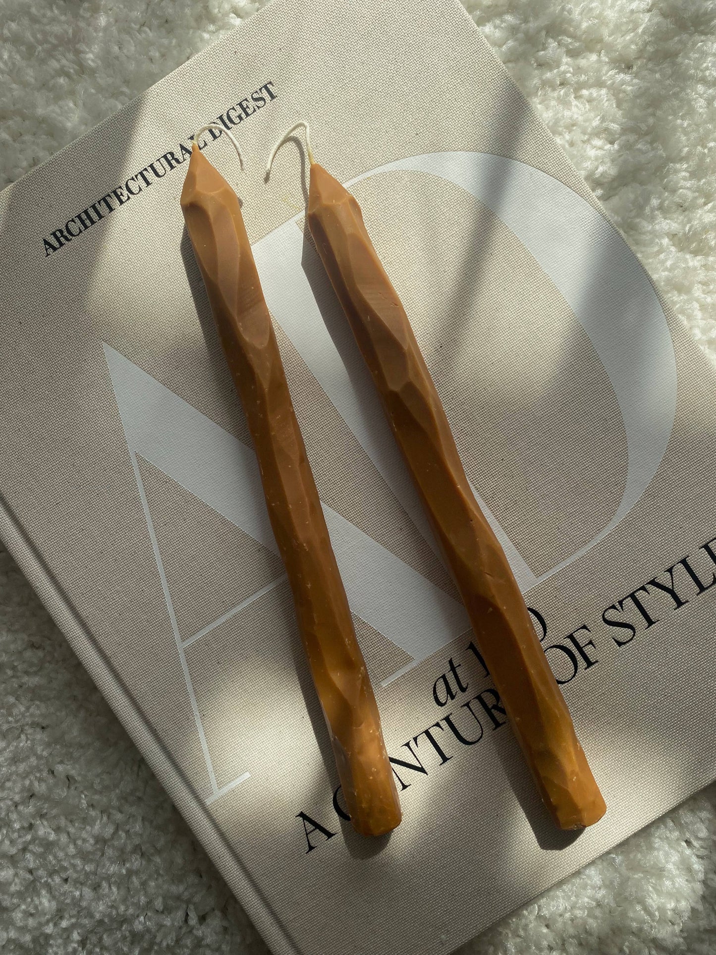 Soie London - Hand Carved Tapered Candles - Toffee - Set of 2